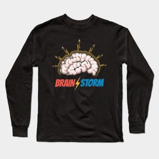 Hand Drawn Emblem of the thinking process, brainstorming, good idea, brain activity, insight. Long Sleeve T-Shirt